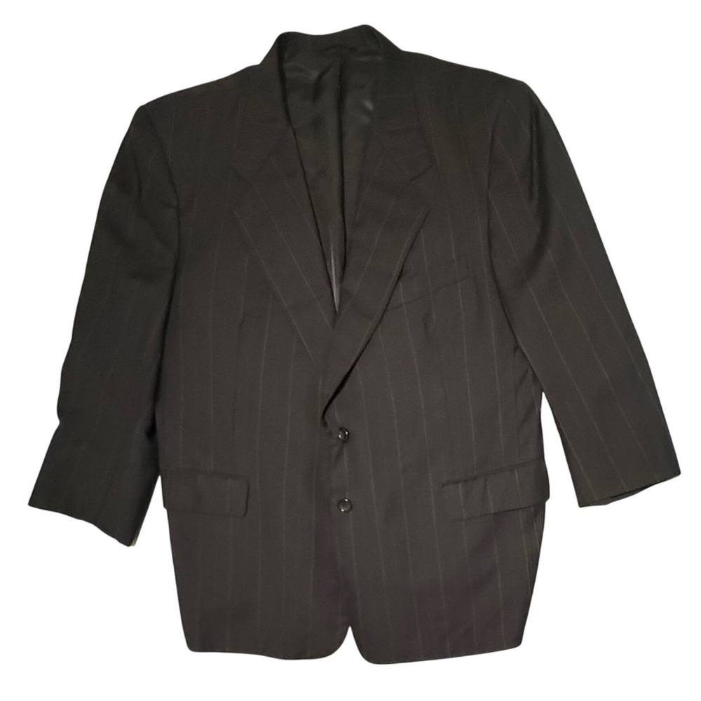 Savile Row Platinum Label Mens Custom Pinstripe Blazer Black Two Button Jacket